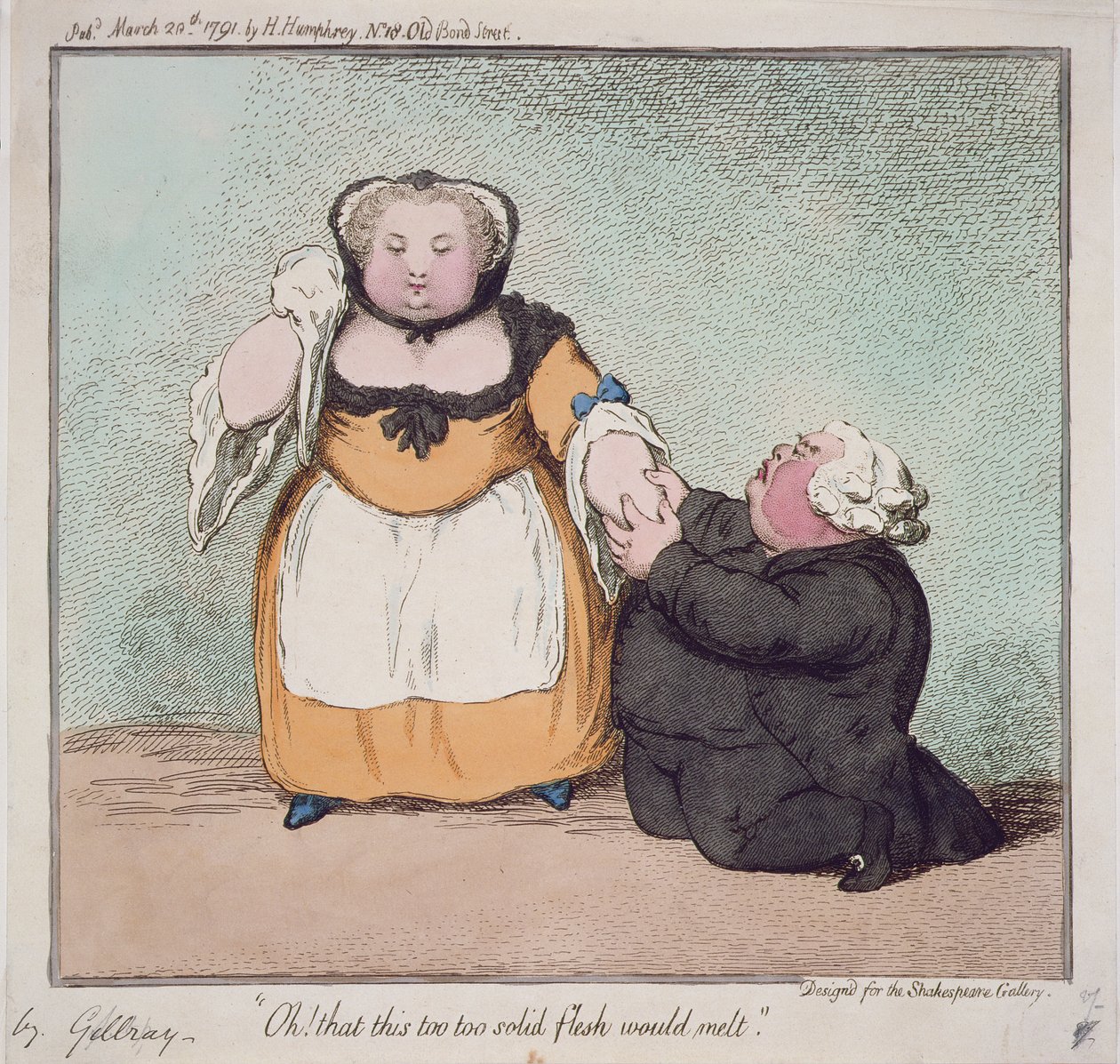 P.265-1948 Åh, at også dette, for faste kød ville smelte, citat fra Hamlet, Act I. Scene I, designet til Shakespeare Gallery, pub. af H. Humphrey, London, 1791 af James Gillray
