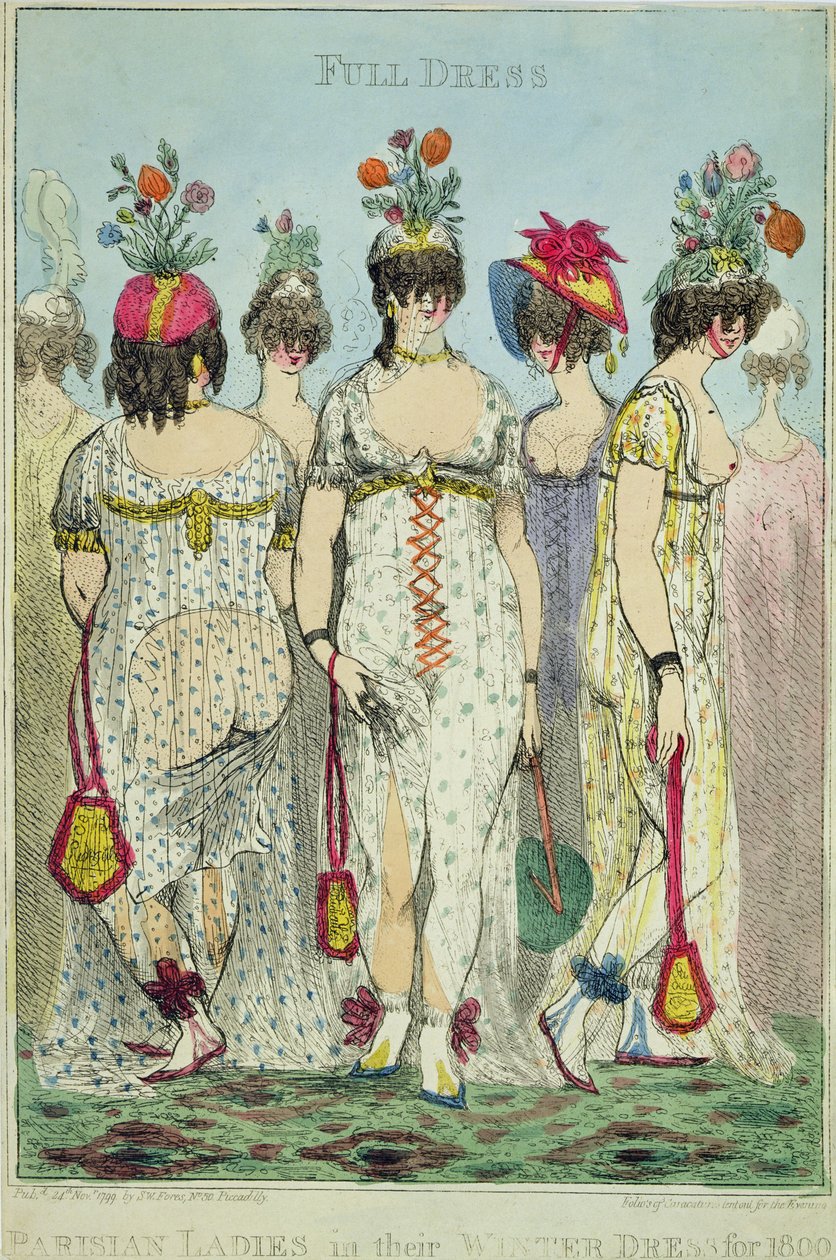 Parisiske damer i vinterkjoler til 1800 af James Gillray