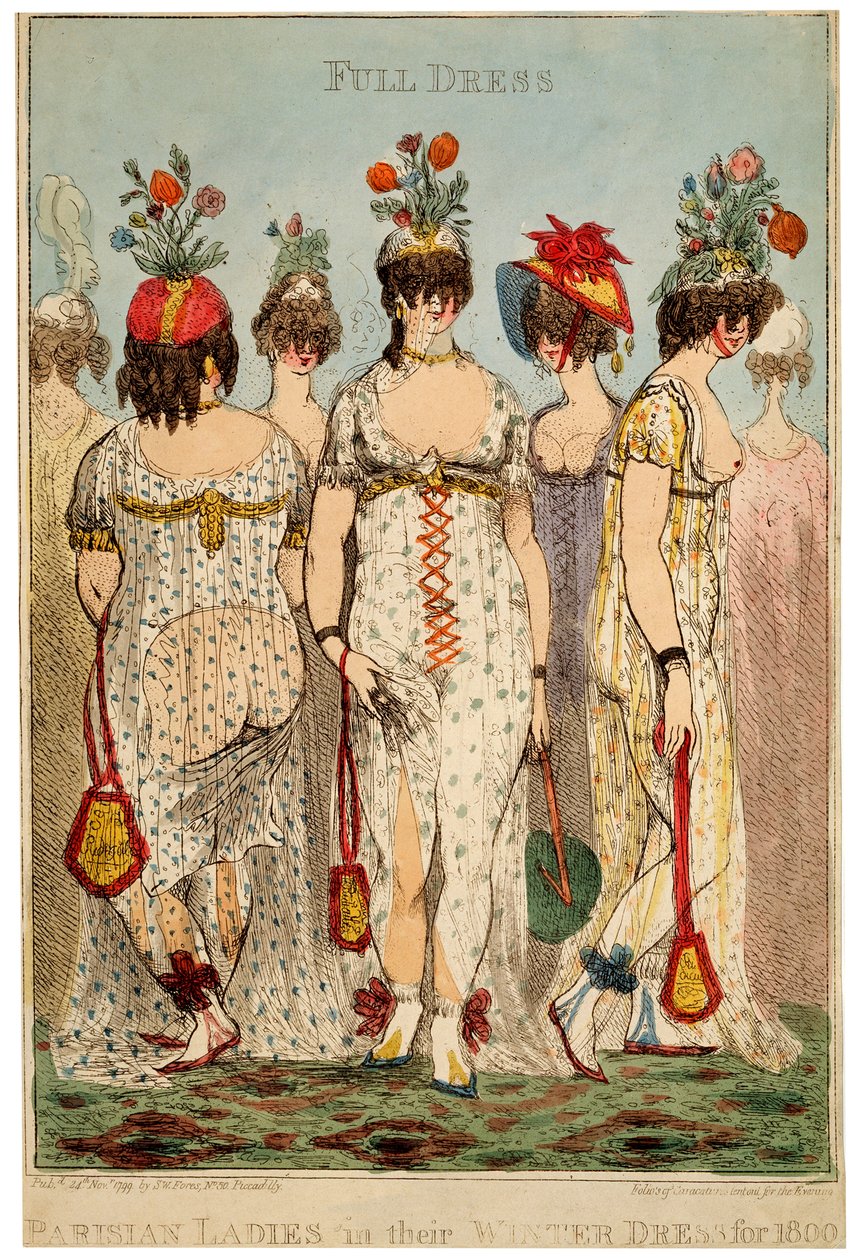 Parisiske damer i deres fulde vinterkjole til 1800, 1799. af James Gillray