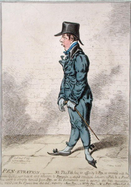 Pen-Etration, udgivet af Hannah Humphrey i 1799 (håndfarvet radering) af James Gillray