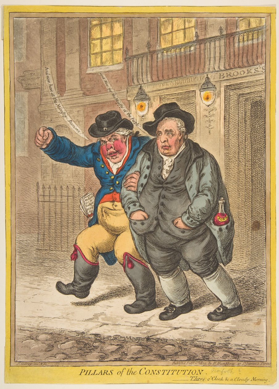 Grundlovens søjler, 1. februar 1809. af James Gillray