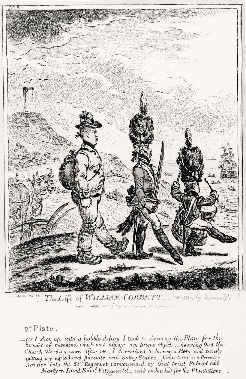 Plade 2, fra The Life of William Cobbett, skrevet af ham selv, pub. af H. Humphrey, 1809 af James Gillray