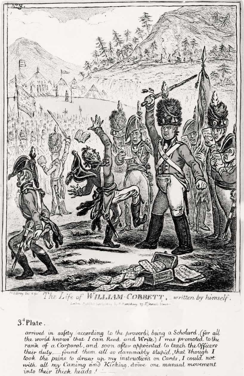 Plade 3, fra The Life of William Cobbett, skrevet af ham selv, pub. af H. Humphrey, 1809 af James Gillray