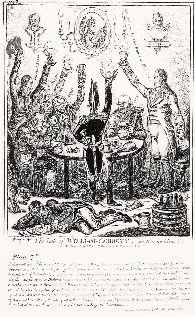 Plade 7, fra The Life of William Cobbett, skrevet af ham selv, pub. af H. Humphrey, 1809 af James Gillray