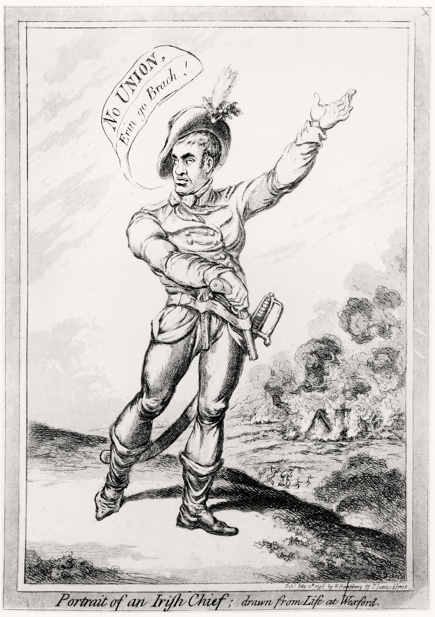 Portræt af en irsk høvding, hentet fra livet på Wexford, pub. af H. Humphrey, 10. juli 1798 (se 123751 for farve) af James Gillray