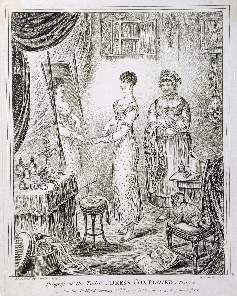 Progress of the Toilet, or Dress Completed, udgivet af Hannah Humphrey i 1810 af James Gillray