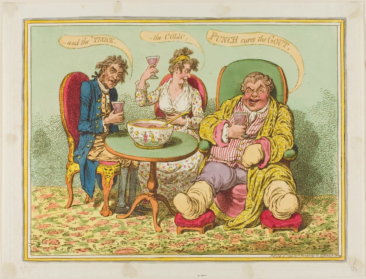 Punch kurerer gigt, kolik og tissekatarr af James Gillray