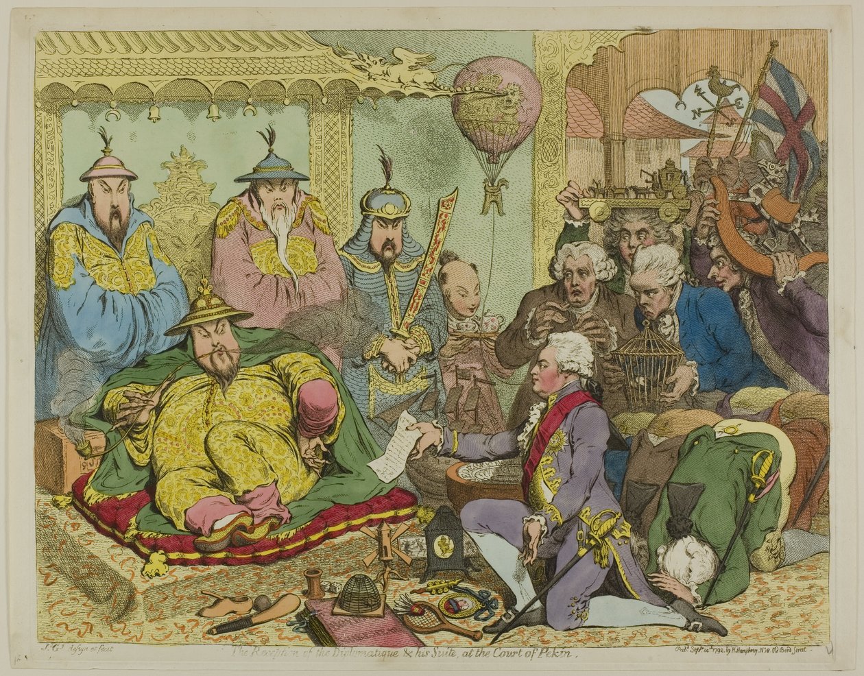 Modtagelse af Diplomatique & hans Suite ved hoffet i Pekin af James Gillray