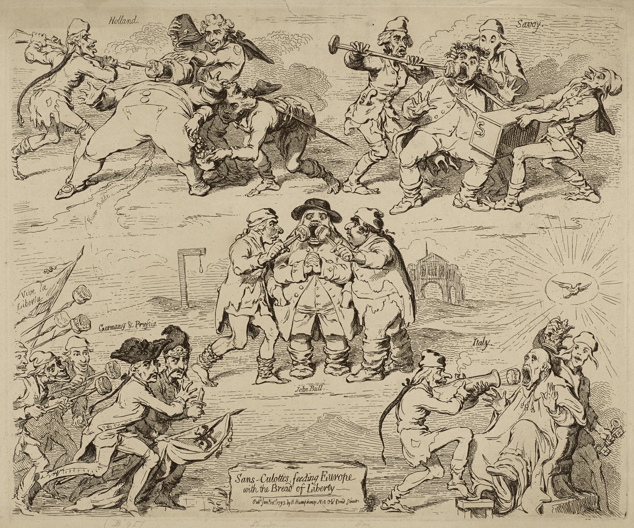 Sans-Culottes, Feeding Europe with the Bread of Liberty, udgivet 12. januar af James Gillray
