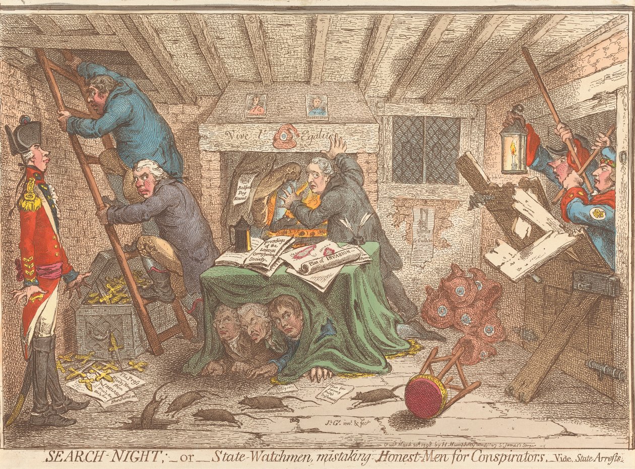 Ransagningsnatten; – eller – Statens vagter, der forveksler ærlige mænd med sammensvorne – se: Statens anholdelser af James Gillray