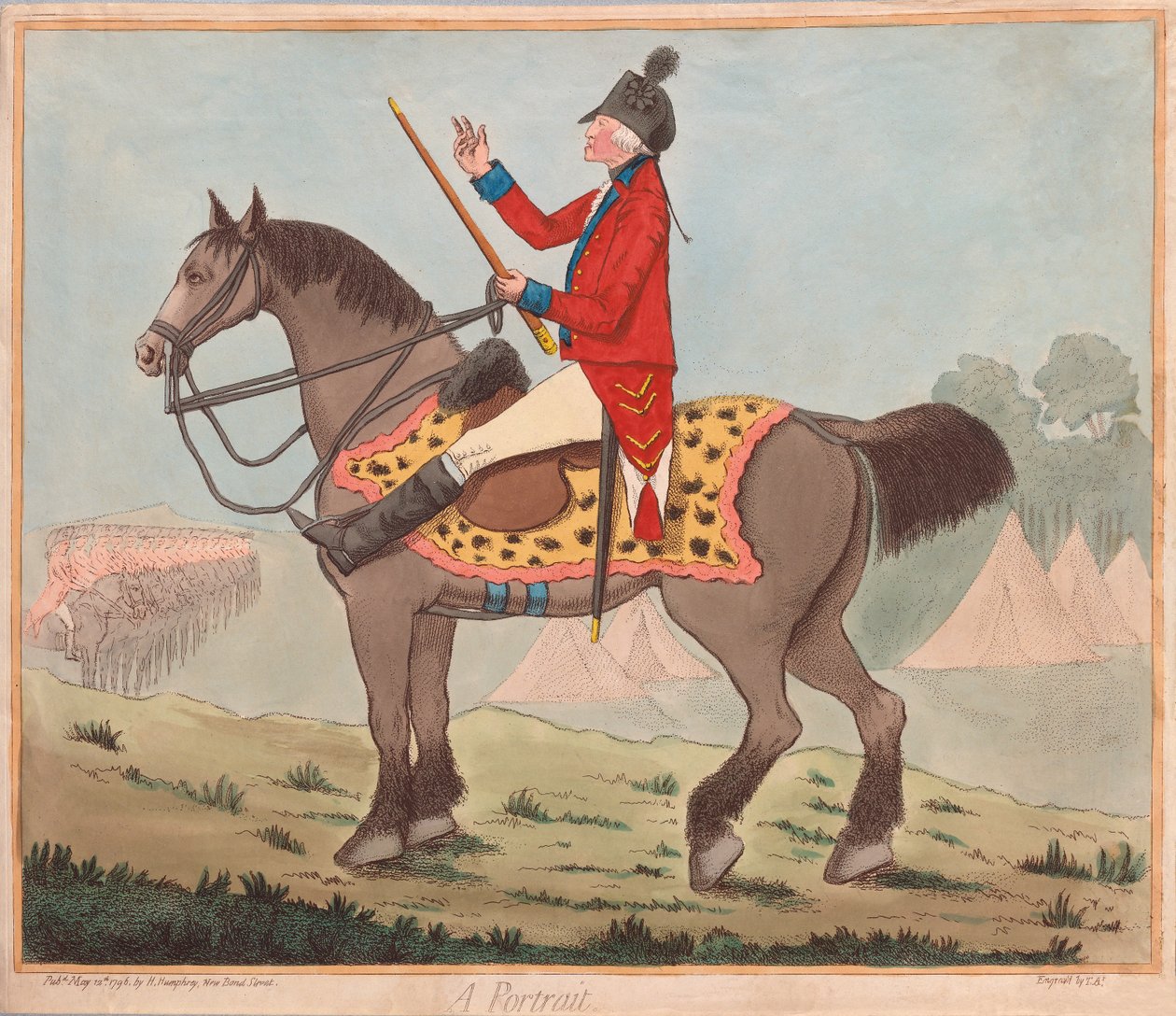 Sir David Dundas (1735 - 1820) - Et portræt, pub. 1796 (håndfarvet gravering) af James Gillray