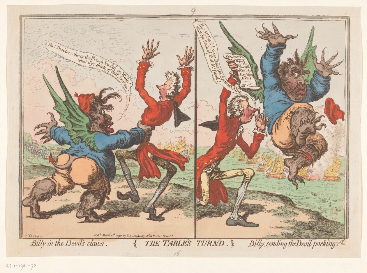 Spotprent af William Pitt og Charles Fox, 1797 The Table