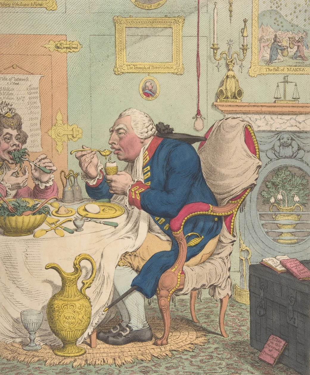 Afholdenhed nyder et sparsomt måltid, 28. juli 1792., 28. juli 1792. af James Gillray