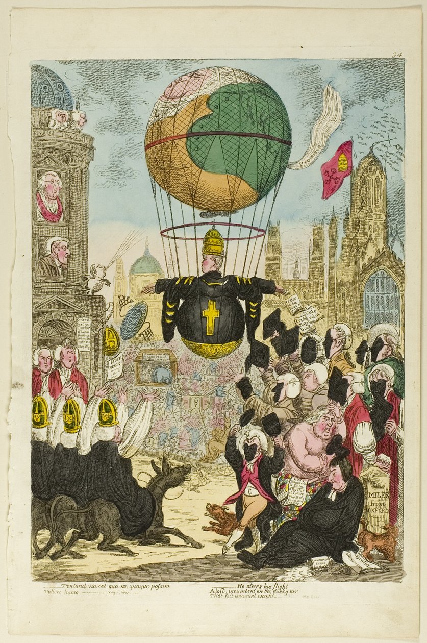 Tentand via est qua me quoque possim tollere humo af James Gillray