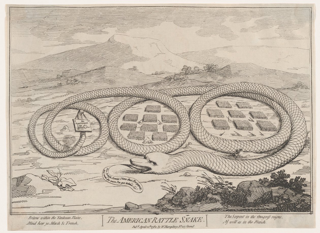 The American Rattle Snake, 12. april 1782., 12. april 1782. af James Gillray.