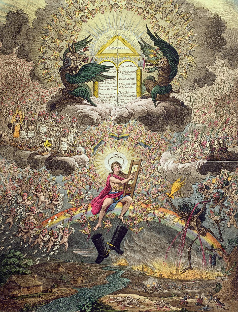 The Apotheosis of Hoche, udgivet af Hannah Humphrey i 1798 (håndkoloreret radering) af James Gillray