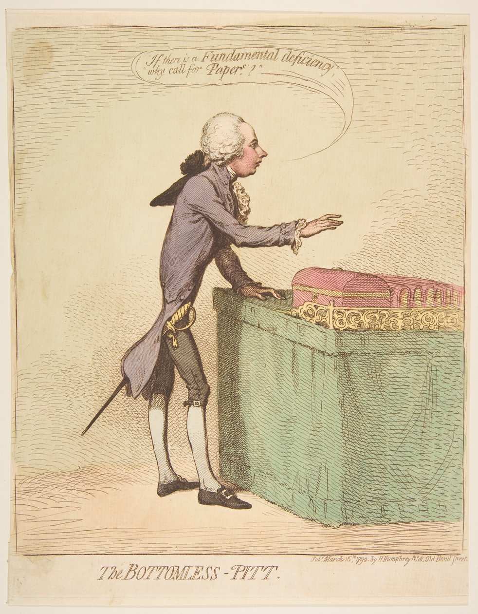 The Bottomless-Pitt, 16. marts 1792. af James Gillray