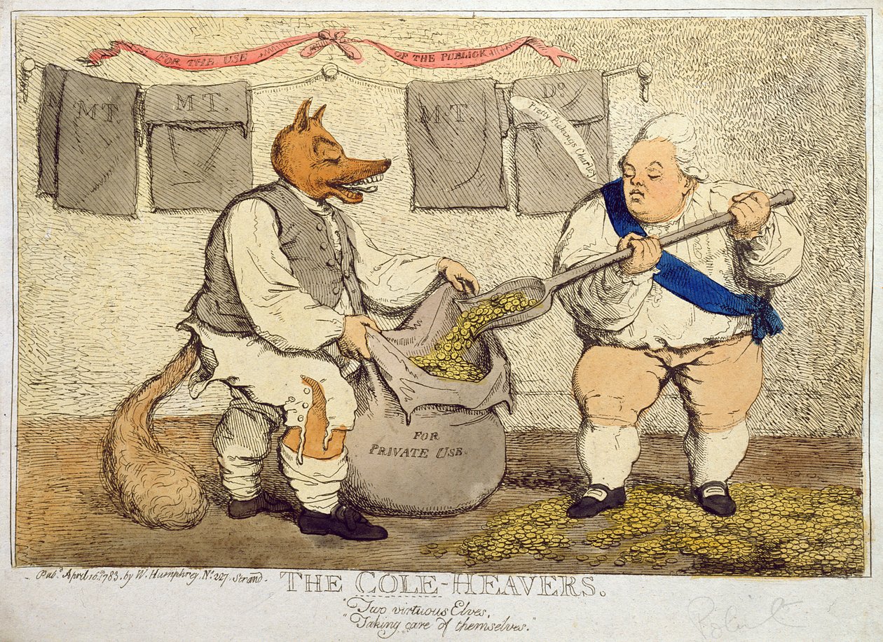 The Cole-Heavers, udgivet af William Humphrey i 1783 (håndfarvet radering) af James Gillray