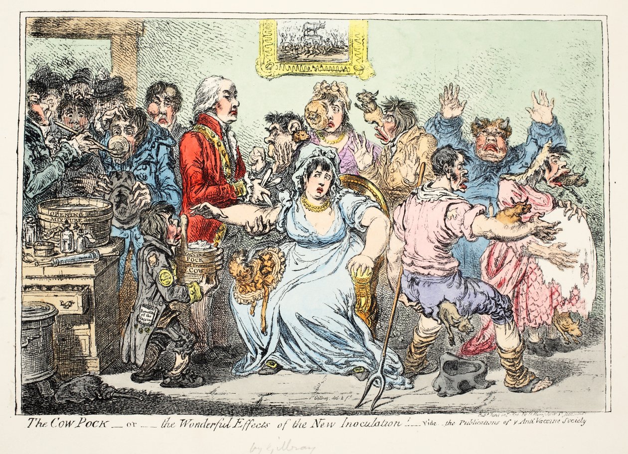 Kolommen eller vidunderlige effekter af den nye podning! Se publikationerne fra anti-vaccinesamfundet, pub af H. Humphreys af James Gillray