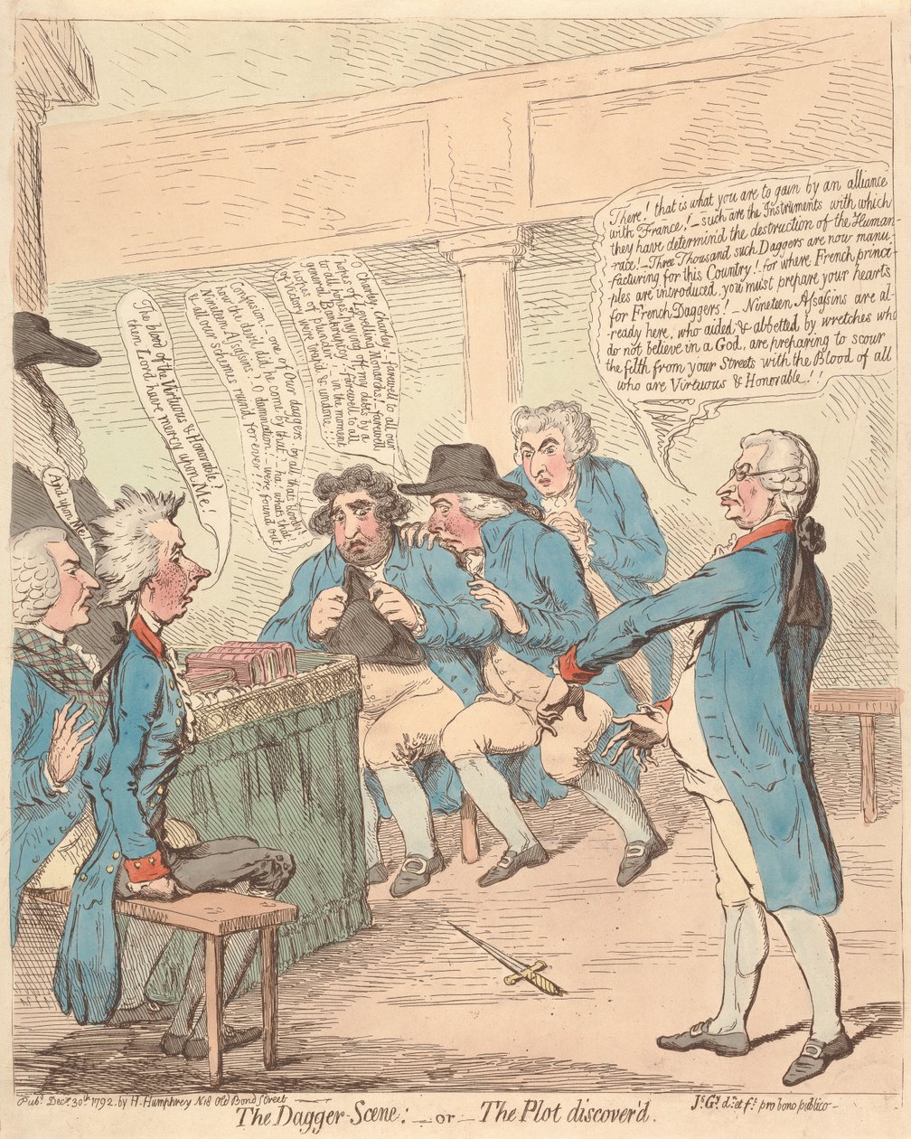 Die Dolchszene: - oder - Die aufgedeckte Verschwörung af James Gillray