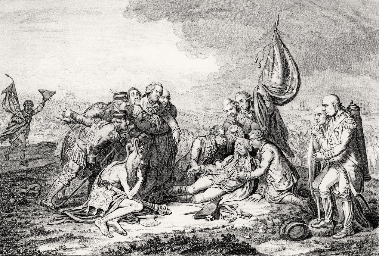 The Death of the Great Wolfe, pub. af H. Humphrey, 1795 (se også 119752, 124902 & 153197) af James Gillray