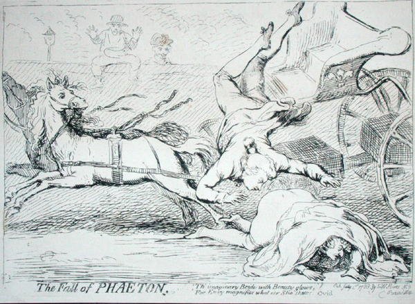 The Fall of Phaeton, udgivet af S.W. Fores i 1788 (ætsning) af James Gillray