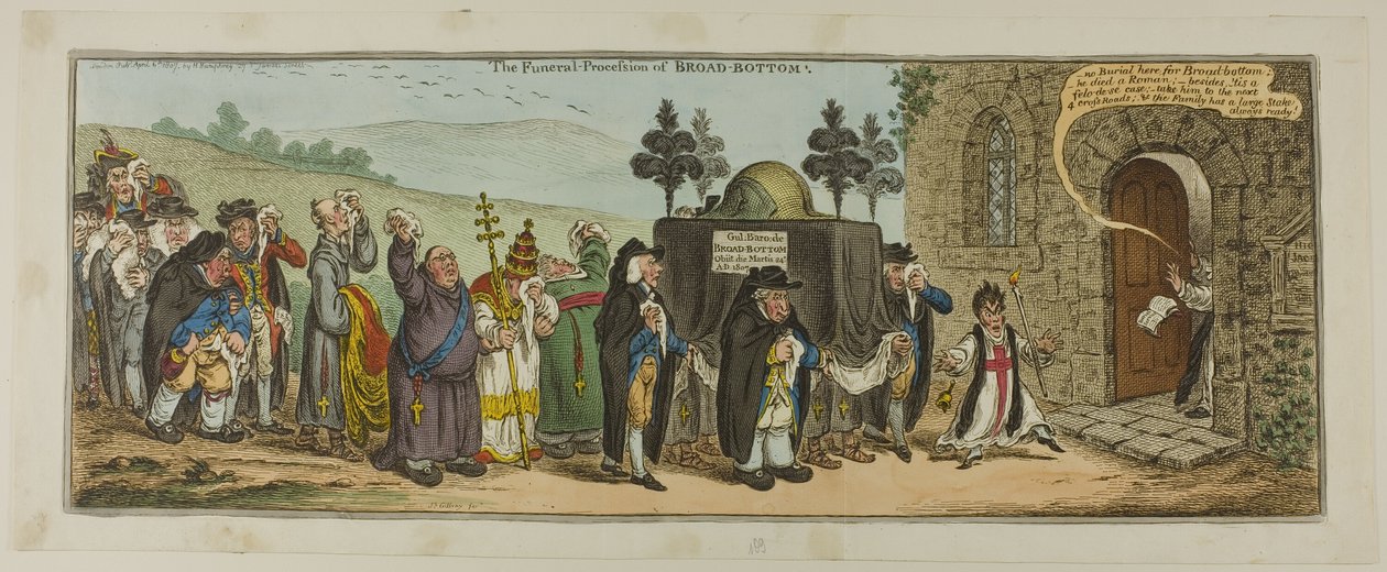 Begravelsesoptoget i Broad-Bottom af James Gillray