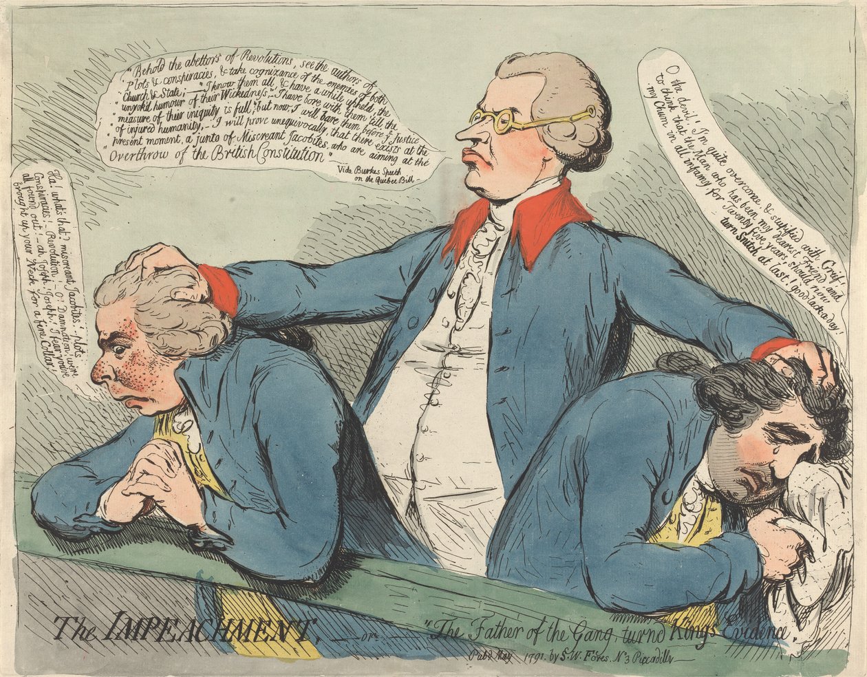 Rigsretssagen - eller - »Bandens fader, blevet kronvidne« af James Gillray