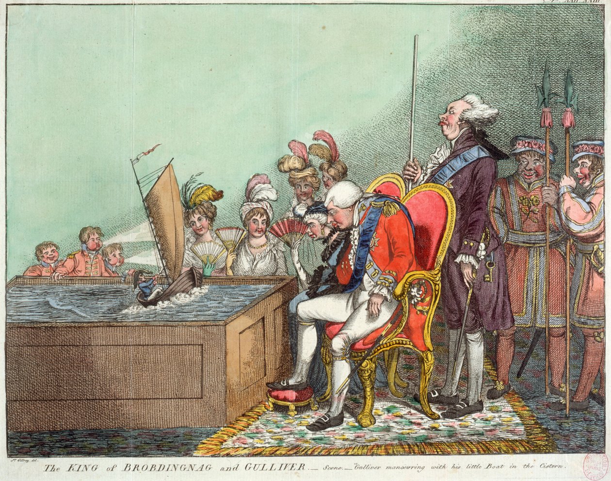 Kongen af Brobdingnag og Gulliver, efter 1804 (gravering) af James Gillray