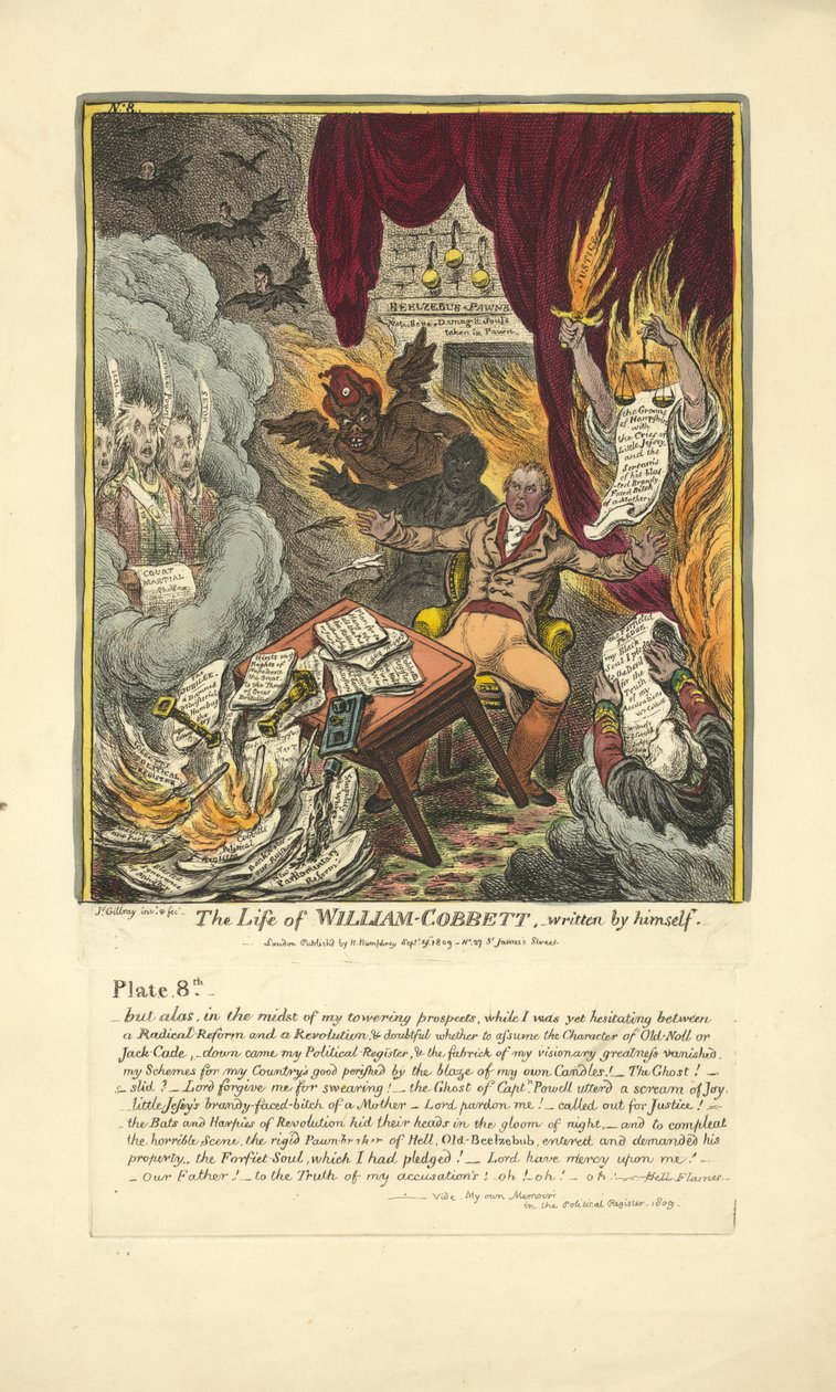 The Life of William Cobbett, kendt af ham selv, udgivet af Hannah Humphrey, 1809 (håndfarvet gravering) af James Gillray