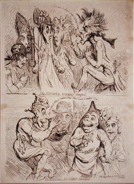Nationalforsamlingen forstenet, og Nationalforsamlingen genoplivet, udgivet af S.W. Fores i 1791 (ætsning) af James Gillray