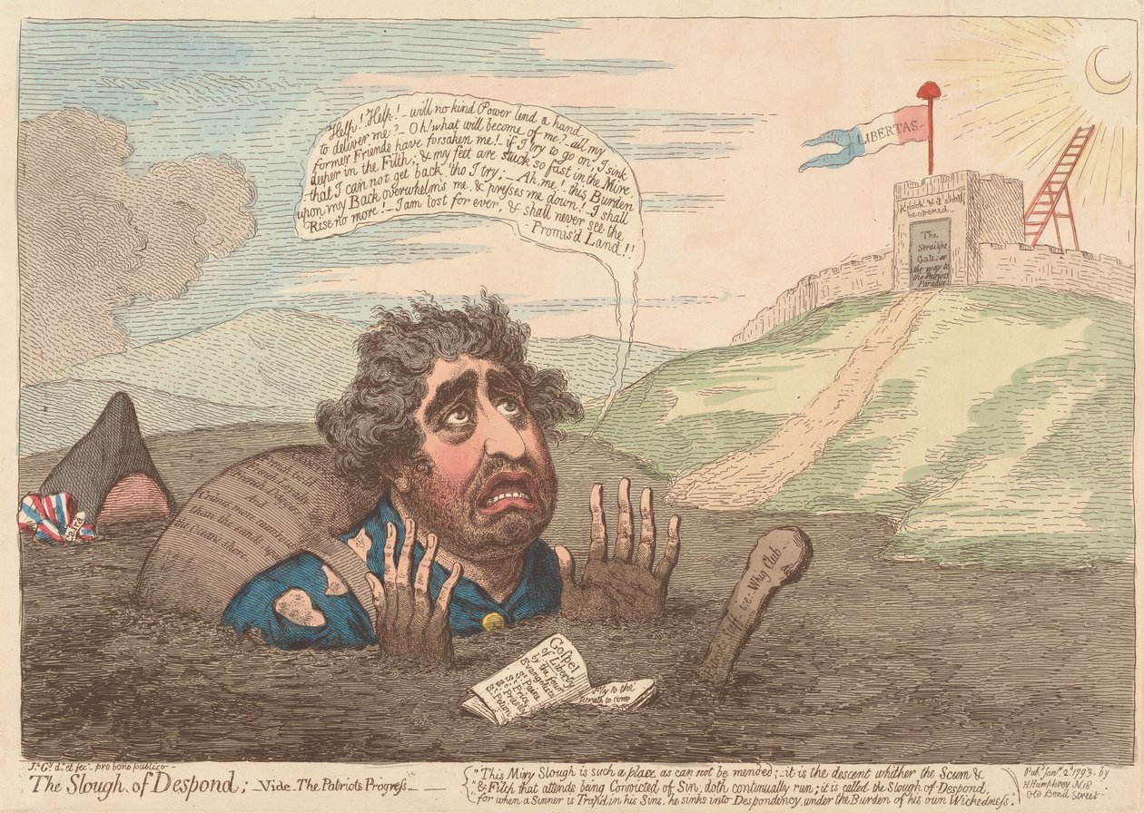 Modløshedens sump; se - Patriotens fremskridt af James Gillray