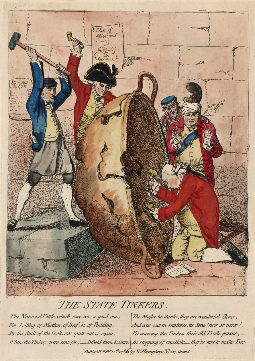 The State Tinkers, udgivet af W. Humphrey, 10. februar 1780 (håndfarvet gravering) af James Gillray