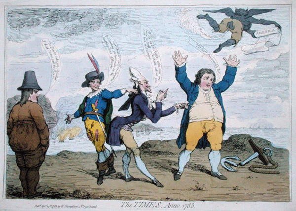 The Times, Anno 1783, udgivet af William Humphrey (håndfarvet radering) af James Gillray