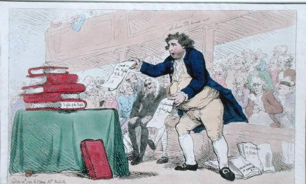 Ordspiseren, udgivet af S.W. Fores i 1788 (håndfarvet radering) af James Gillray