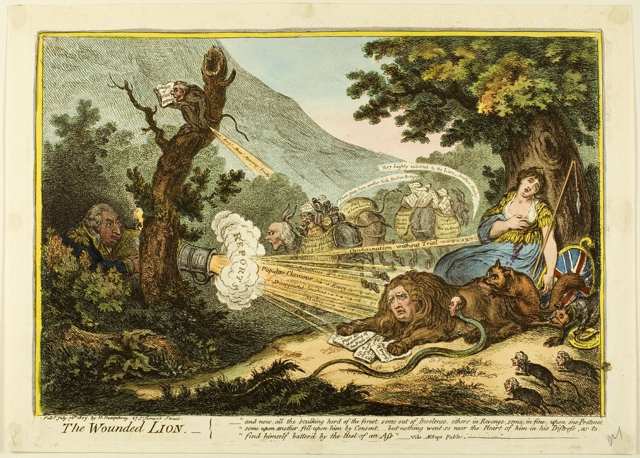 Den sårede løve af James Gillray