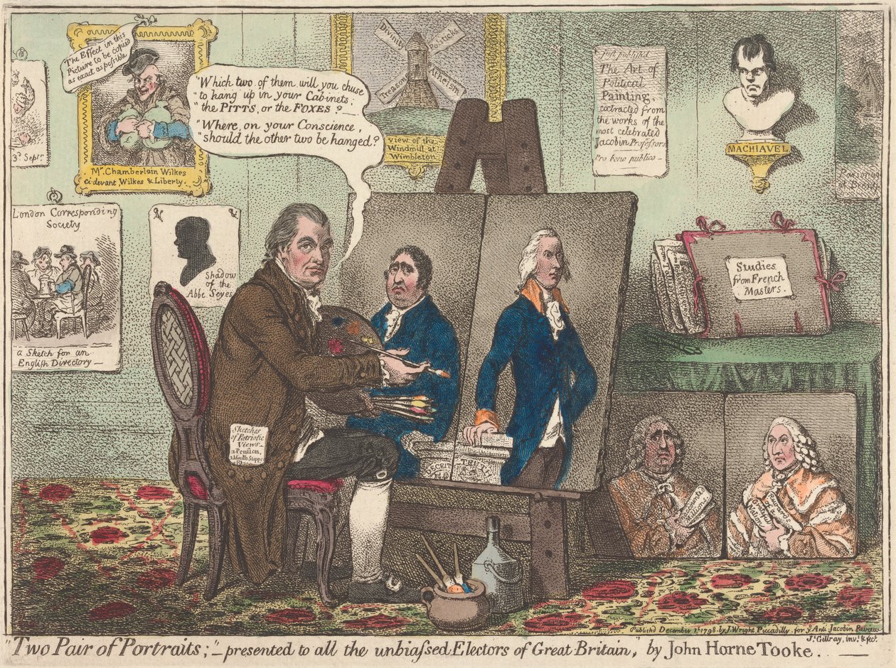 To par portrætter - Præsenteret for alle upartiske vælgere i Storbritannien af John Horne Tooke af James Gillray