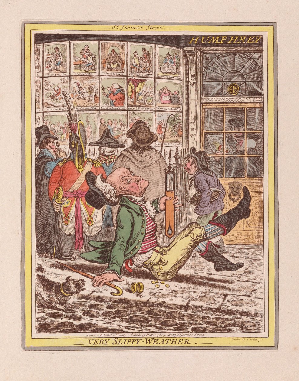Meget glat vejr, pub. 1808 (håndfarvet gravering) af James Gillray