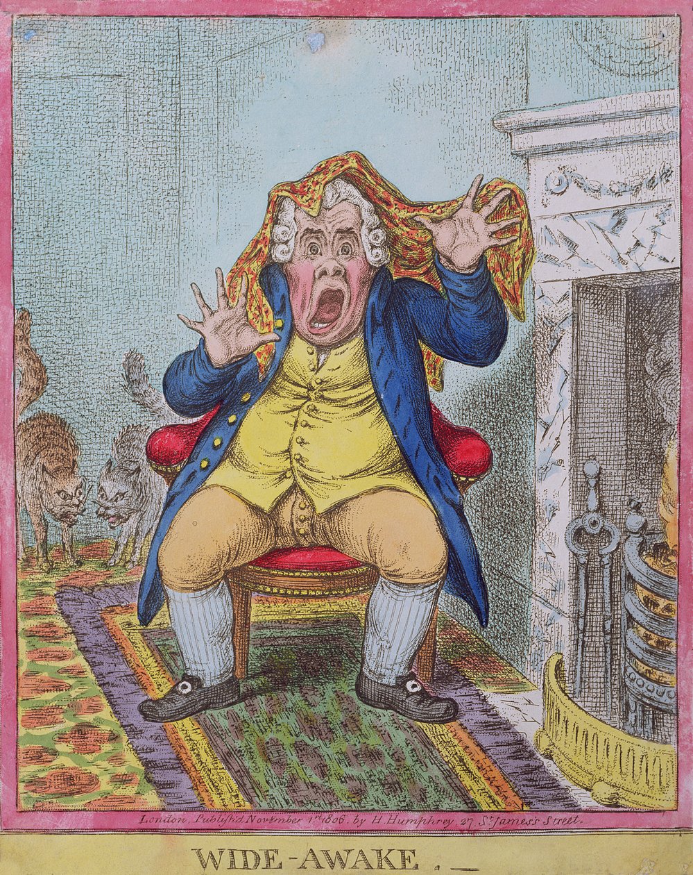 Wide Awake, udgivet af Hannah Humphrey i 1806 (håndfarvet radering) (se også 189788) af James Gillray