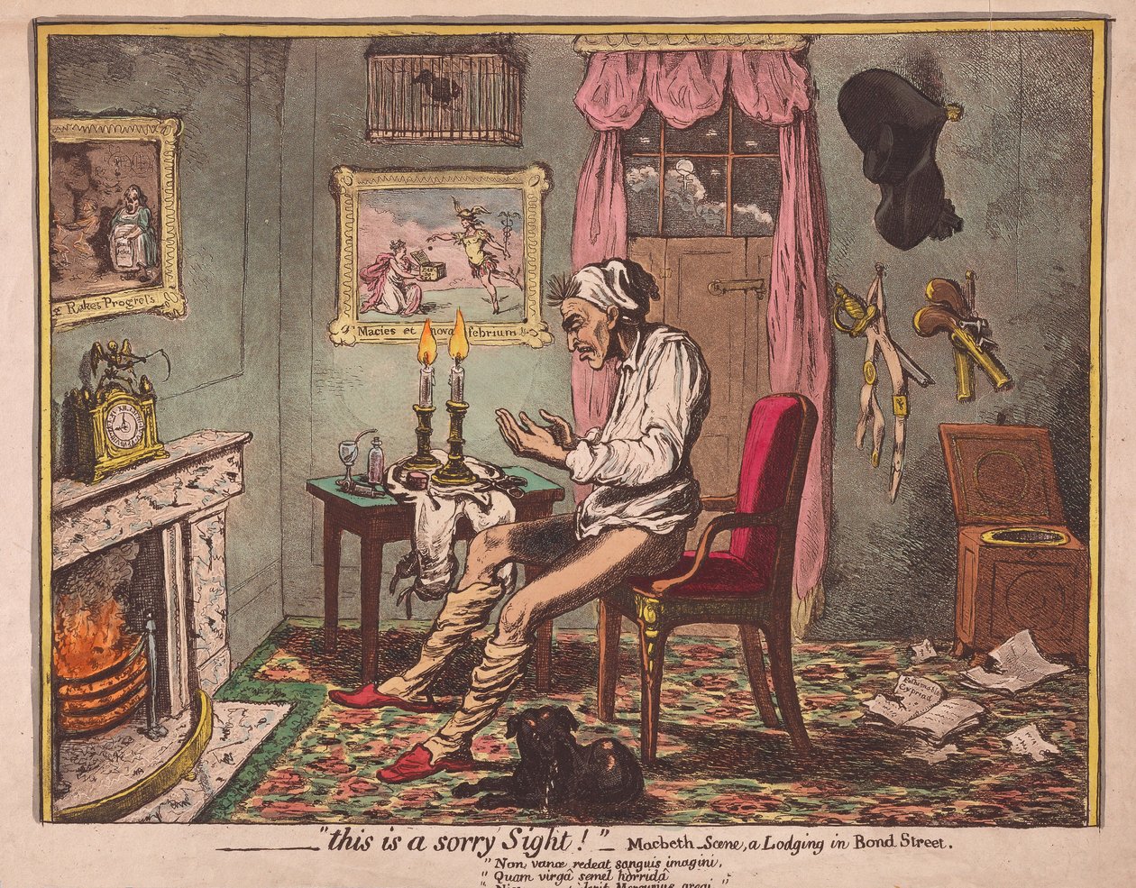 ?.Dette er et undskyld syn! Pub. 1786 (håndfarvet gravering) af James Gillray