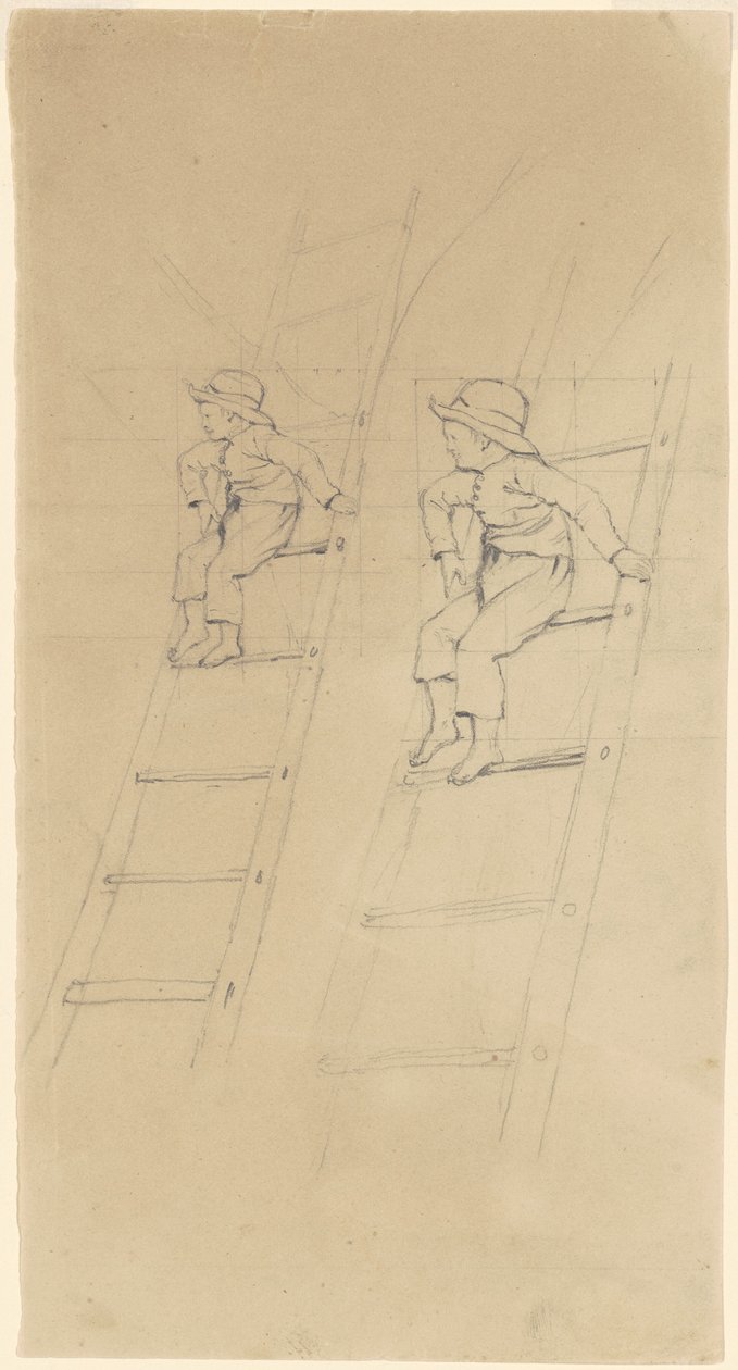 Studier af en dreng på en stige af James Goodwyn Clonney