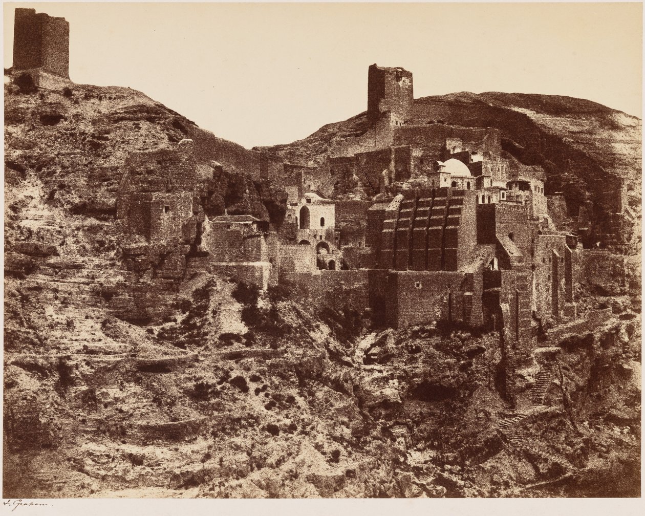 Klosteret i Mar Saba, ca. 1855 (foto) af James Graham