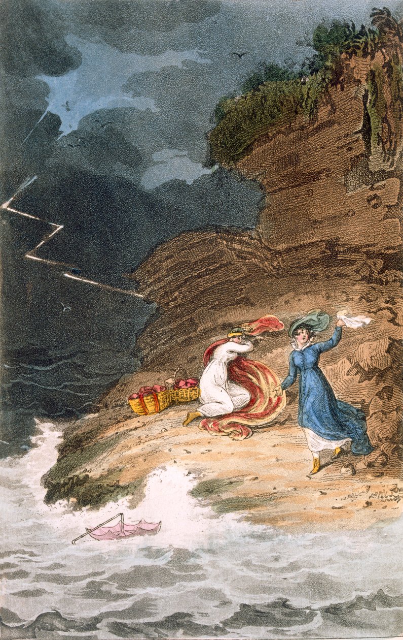 To regentskabsklokker strandet på en forstrand af en storm, c1795-1805. af James Green