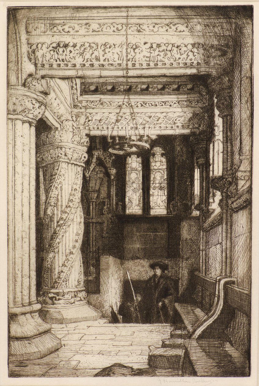 Prentice Pillar, Rosslyn Chapel (radering) af James Hamilton Mackenzie