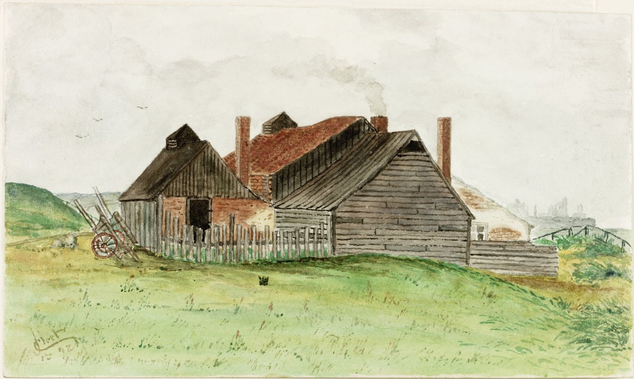 Sommerhus nær Trow Rocks (akvarel og kropsfarve på papir) af James Henry Cleet