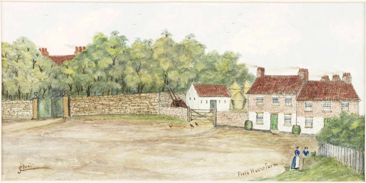 Field House Farm (akvarel, kropsfarve og blæk på papir) af James Henry Cleet
