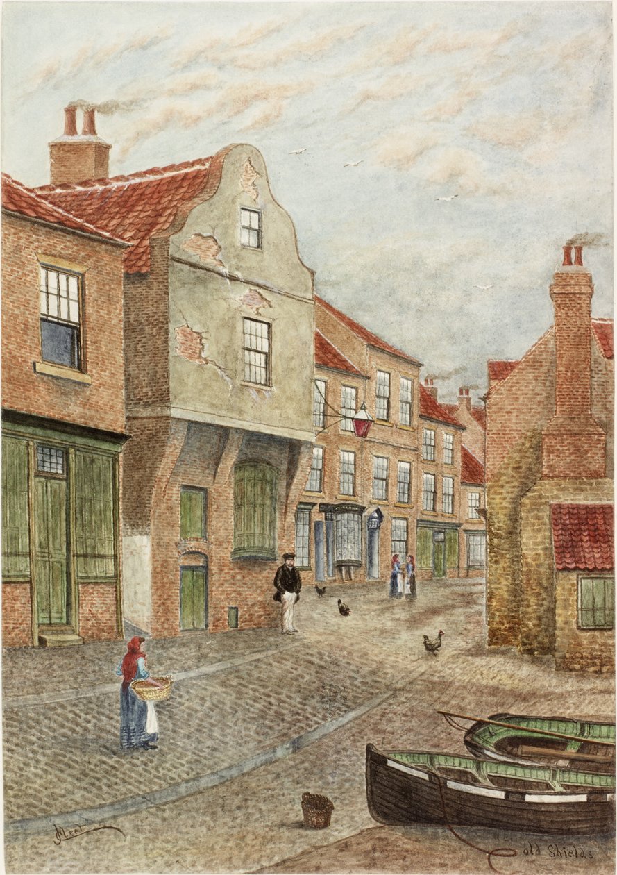 Old Shields (akvarel, kropsfarve og blyant på papir lagt på kort) af James Henry Cleet