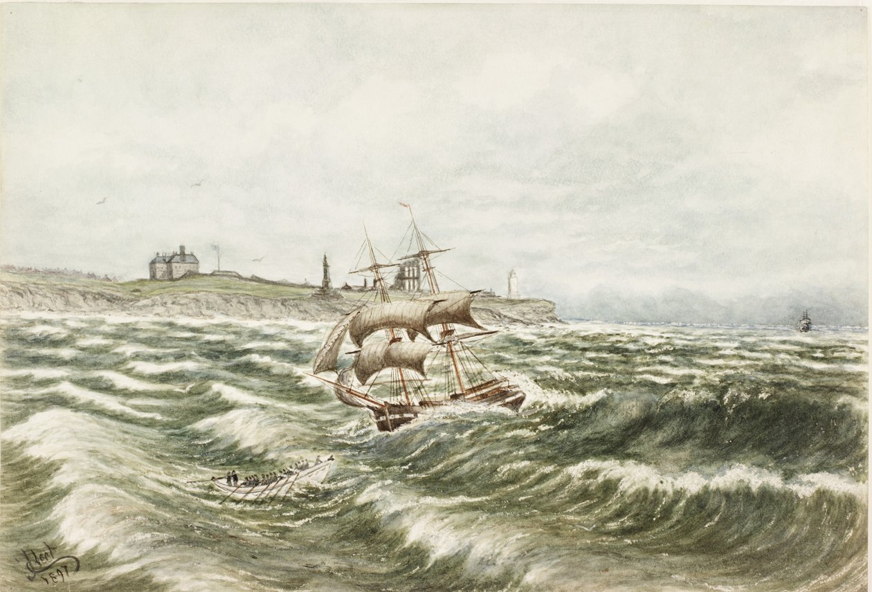 Rescue off Tynemouth (akvarel og bodycolour på papir) af James Henry Cleet