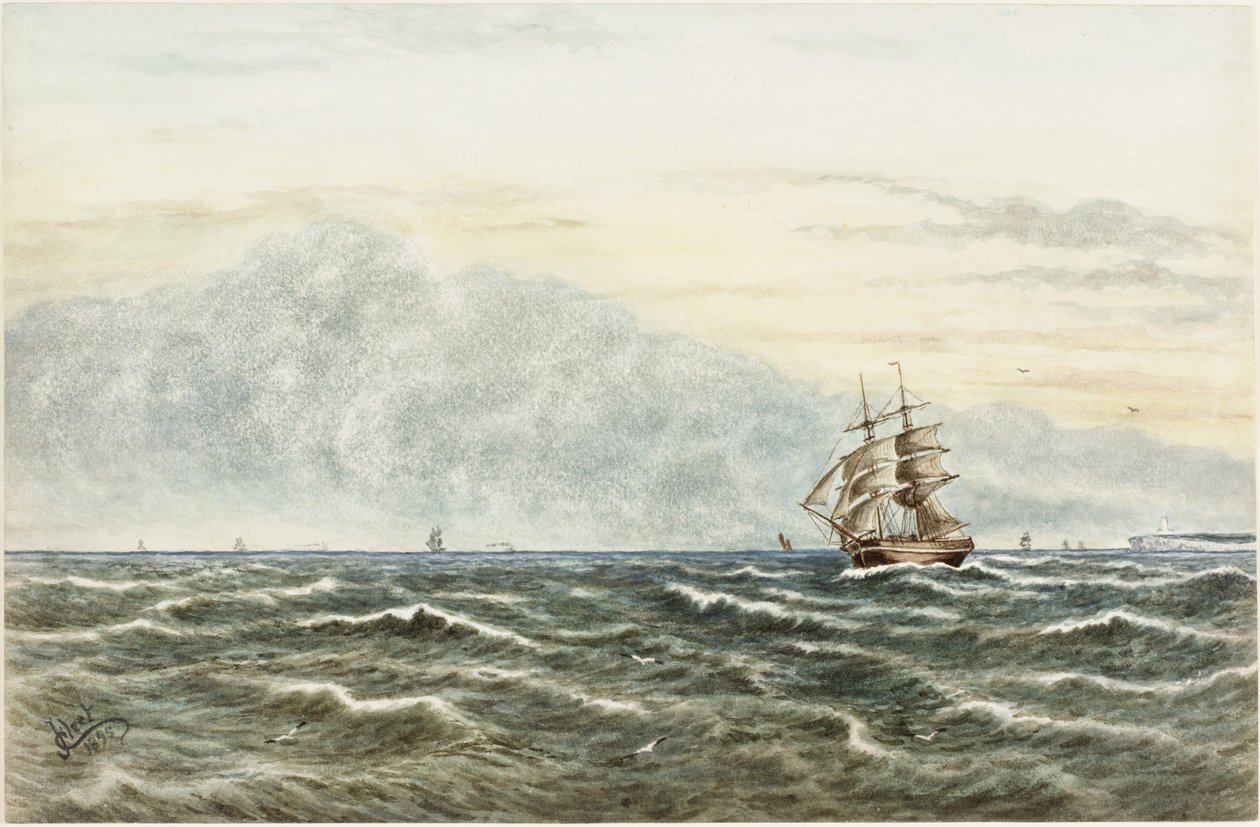 Forsendelsesscene fra Tynemouth (akvarel, kropsfarve og blyant på papir) af James Henry Cleet