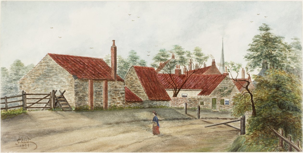 Silkeys Lane, Chirton, Northumberland (akvarel og bodycolour på papir) af James Henry Cleet